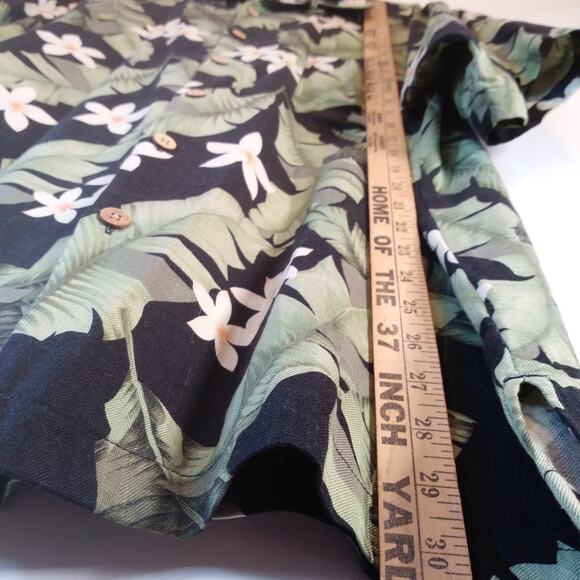 Jamaica Jaxx Silk Hawaiian Shirt Mens XL Black Palm Floral Tropical Resort Beach - Picture 12 of 12